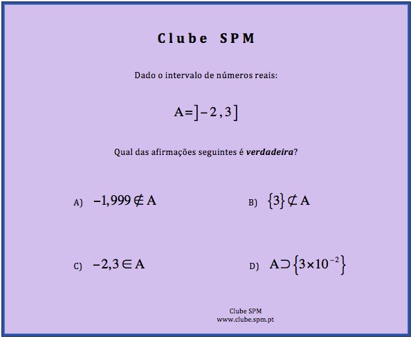 Quiz Matemático - Pertencem à mesma reta horizontal os pontos • Notícias  • Clube da SPM